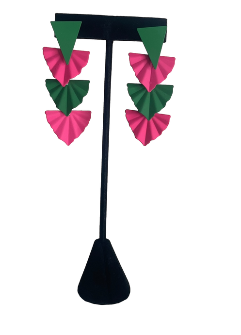 PINK AND GREEN DROP EARRINGS