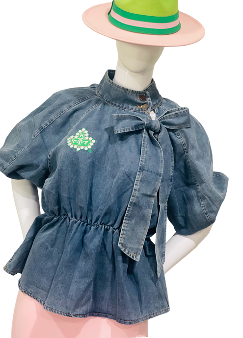 AKA Denim Bow Shirt