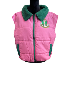 PINK & GREEN PUFFER VEST
