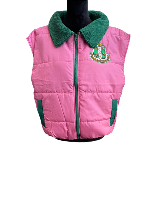 PINK & GREEN PUFFER VEST