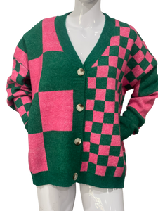 Pink & Green Short Cardigan