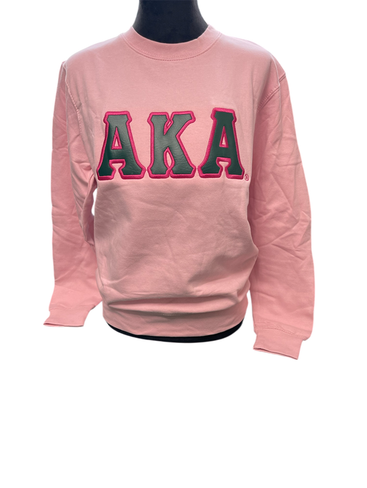 PINK W/GREEN  LEATHER SWEATSHIRT