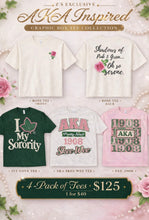 Load image into Gallery viewer, AKA Inspired Graphic Tee 4-Pack