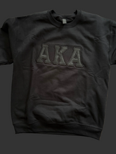 Load image into Gallery viewer, AKA BLACK ON BLACK LEATHER SWEATSHIRT