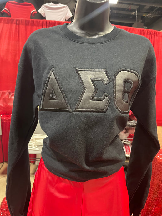 ΔΣΘ BLACK ON BLACK LEATHER SWEATSHIRT
