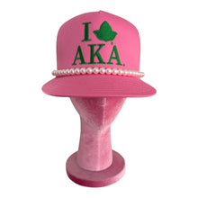 Load image into Gallery viewer, I 💗 AKA Trucker Hat w/ PEARL ROPE