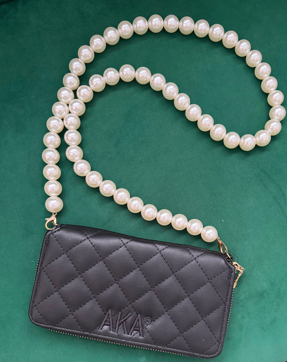 AKA Wallet w/ Pearl Strap Crossbody – Z's Custom Creations