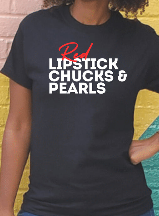 Red LIPS, CHUCKS & PEARLS