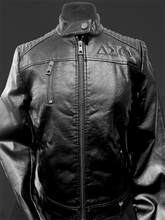 Load image into Gallery viewer, DELTA BLACK ON BLACK LEATHER JACKET