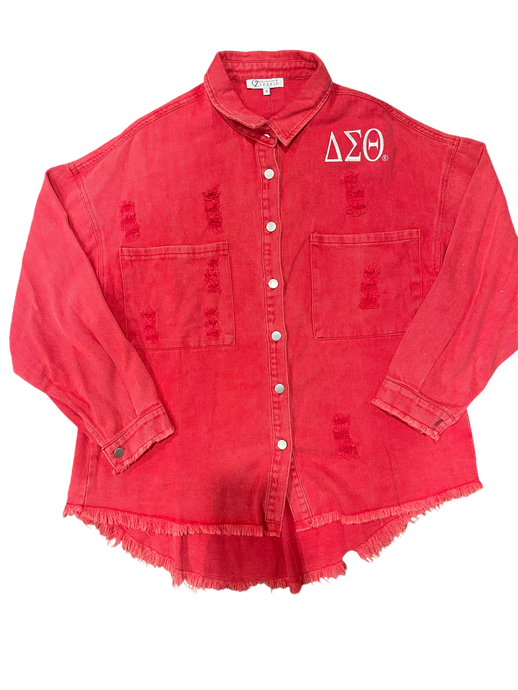 RED DENIM SHIRT