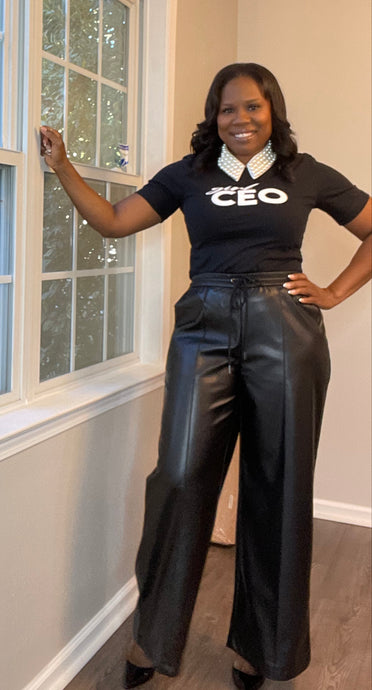 Faux Leather Wide Leg Pants