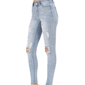 Skinny Jeans With Pearls
