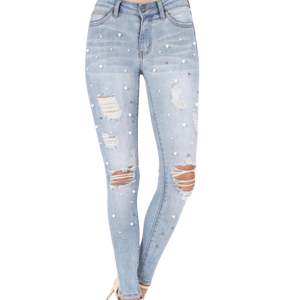 Skinny Jeans With Pearls