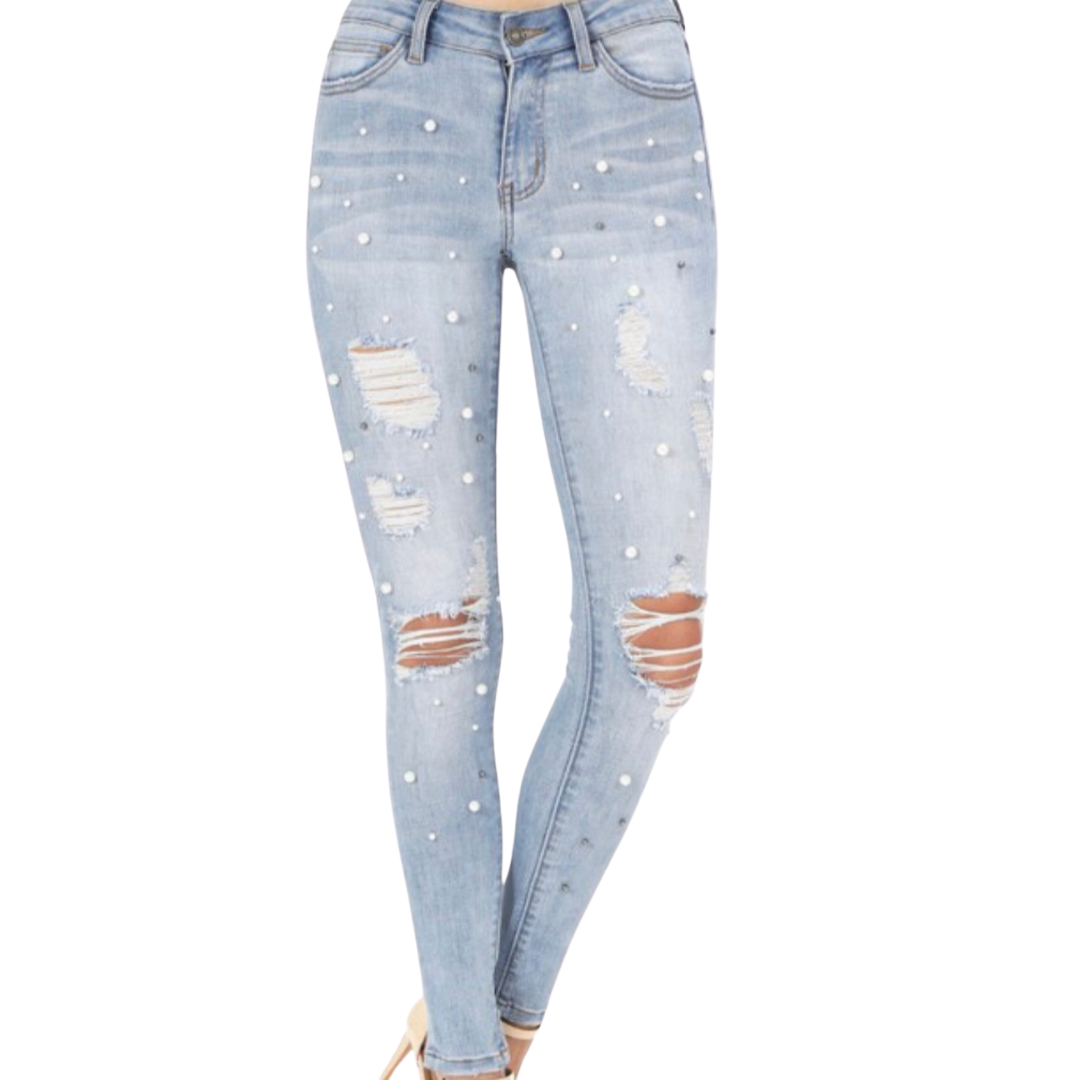 Skinny Jeans With Pearls