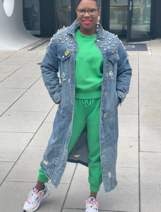 Pearl Denim Trench Coat